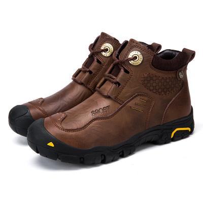 China Wholesale OEM Anti-slip Men Leather Trim Boots Hiking Climbing Shoes Outdoor Waterproof Hiking Boots Sport Camping Mountain Hiking Shoes for sale