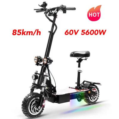 China Powerful 60v Unisex 5600w 80km/h 11inch Fast Off Road Fat Tire Motor Rental Dual Tire Electric Scooters For Adults for sale