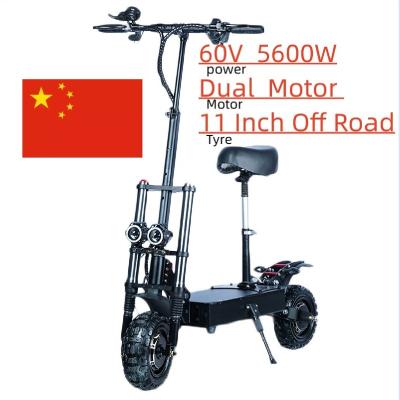 China Unisex Hot Sale 5600W 70-85km/h 60V Battery Adult Mobility Scooters 2 Wheel 11 Inch Offroad Electric Scooter For Adult for sale