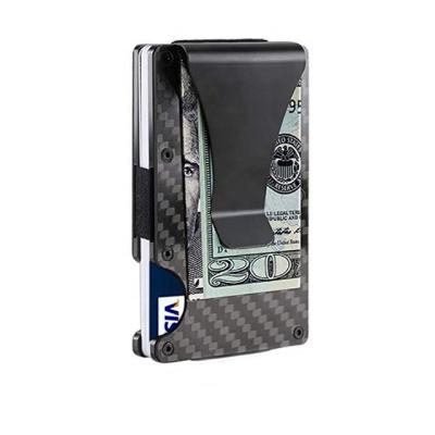 China ENGLAND NAME Minimalist Front Pocket Carbon Fiber Slim Wallet Men's Aluminum Card Holder RFID Blocking Credit Card Holder for sale