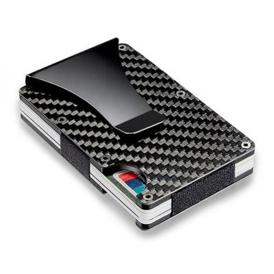 China RFID fashion carbon fiber men's wallet with money clip, minimalist credit card holder, slim aluminum wallet for men for sale