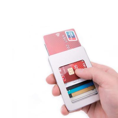 China Fashion 2019 newest rfid blocking aluminum credit card holder clip credit card wallet minimalist push up Rfid noise blocking case for sale