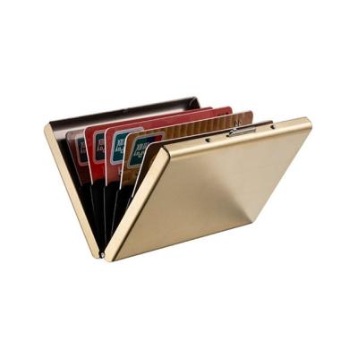 China wholesale promotional clear and elegant rifd stainless steel gold plating credit card holder wallet for sale