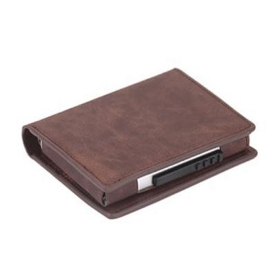 China Fashion minimalist rfid slim PU leather aluminum case wallet card holder for sale