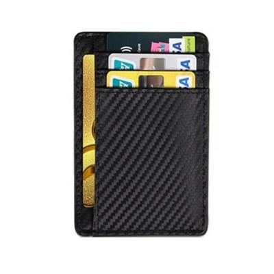 China Minimalist Ultra Thin Short Carbon Fiber ENGLAND STYLE Anti-scan Men's Wallet Leather Credit Card Holder for sale