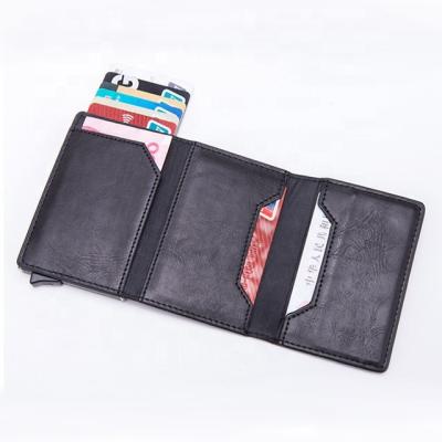 China New Fashion Zipper Coin Pocket Wallet Magnet Leather Card Holder With Noise Automatic RFID Blocking for sale