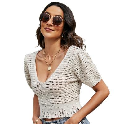 China Fashion Hot Selling V-Neck Halterneck Women's Slim Fit Knitwear Tops Knitwear Sweater for sale