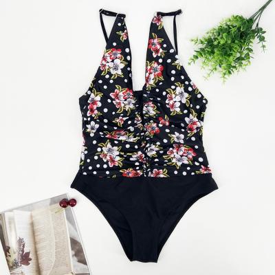 China China Supplier Antibacterial Low Back Factory Price Floral Print Swimwear One Piece Swimwear for sale