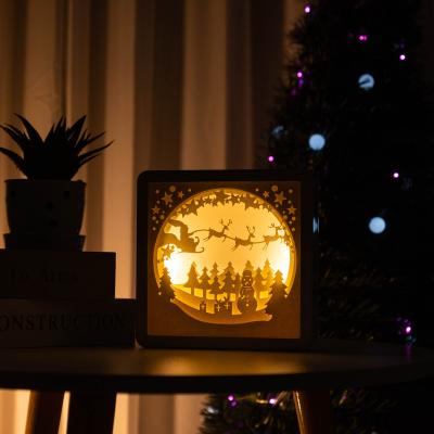 China Modern Hot Selling Peripheral Paper-Cut Paper-Cut Paper-Cut LED Paper Lamp Home Decoration Wall Art Frame Painting Peripheral Light Box for sale