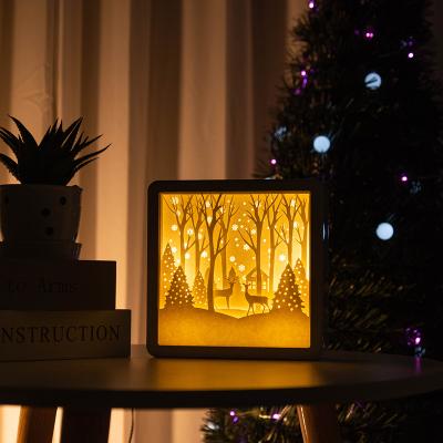 China Modern Beauty 3D Art Indoor Paper Carving Home Led Night Light for sale