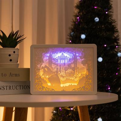 China Modern Home Decor 3D Night Lamp Creative Papercut Paper Cut Light Boxes for sale