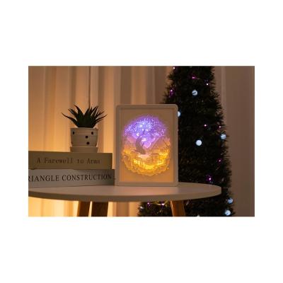 China Modern Christmas Halloween Cut Out Decor Lamp Birthday 3D Night Paper Cut Lights for sale