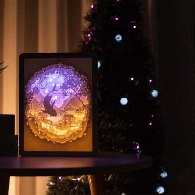 China Modern DIY Paper-cutting Light Box 3D Photo Frame Light and Shade Paper Carving Lamp for sale