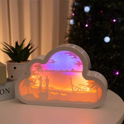 China Modern Creative Frame Lamp Cartoon Photo Frame Lamp 3D LED Night Light Paper Carving Light for sale