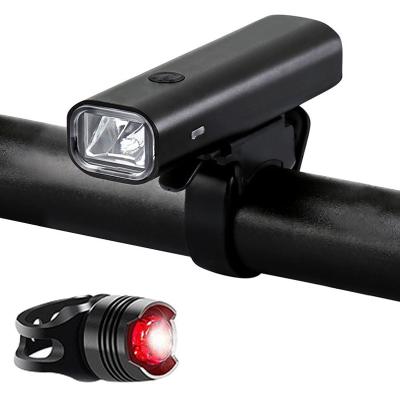 China Aluminum Alloy IPX3 Waterproof Front Back Headlight Taillight Set USB Bicycle Safety Warning LED Bicycle Rear Light for sale