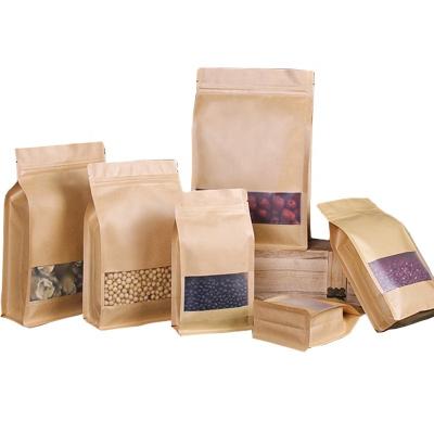 China Recyclable Customize Kraft Paper Bag With Clear Window Kraft Paper Food Bag for sale