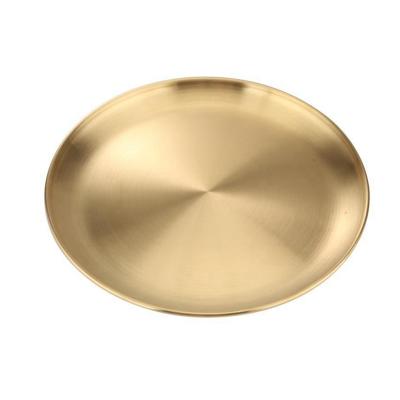 China Modern Small Round Dishes Sets Korean Round Dish Dessert Plate Stainless Steel Gold Dish for sale