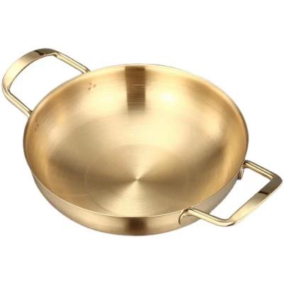 China 201 stainless steel restaurant wholesale price korean stainless steel hot pot food gold hot pots for sale