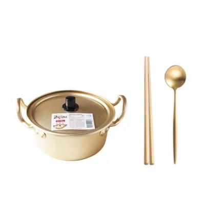 China Home Kitchen Hotel Room Small Instant Noodle Household Household Pot Small Net Red Korean Cooking Aluminum Yellow Aluminum Pot for sale