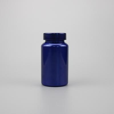 China Meidical Packaging 220CC Blue Color Medicine Tablet Capsule Round Pill Container Small Plastic Medicine Bottle With Screw Cap for sale