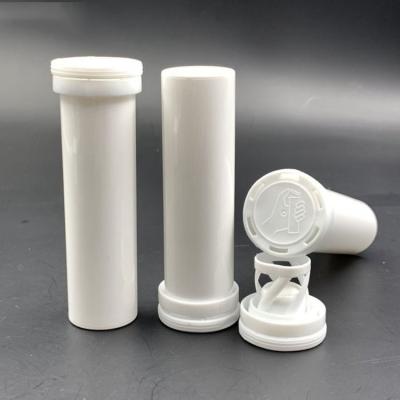 China Meidical Packaging 50ML Medical Empty Cylinder PP Bottle Tube Plastic Effervescent Bottles For Effervescent Tablets With Spiral Caps for sale