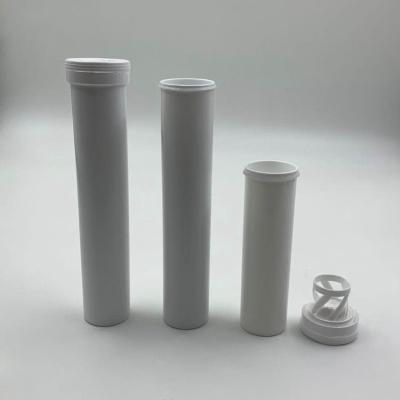 China Meidical Packaging 100cc White Color Tablet Vitamin C Effervescent Tube With Desiccant Cap Plastic Straight Effervescent Tablet Bottle for sale