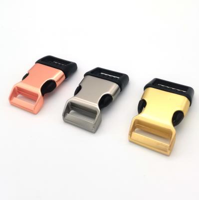 China Eco-friendly Luxury Metal Side Version Buckles For Dog Collars Curved 25MM Quick Release Side Buckles for sale