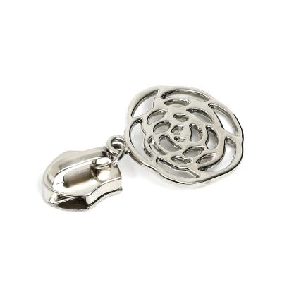 China Custom Flower Nickel Free Zipper Pulls Custom Logo Zipper Slider Custom Zipper Pulls Wholesale for sale