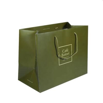 China Recycled Materials Factory Manufacture Durable Customized Big Size Green Paper Carrier Bag For Shopping Mall Market for sale