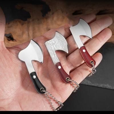 China Non-variable Factory Sell Damascus Cute Small Utility Ax Mini Ax Shape Box Carton Knife Pocket Cutter Tool Blade Opener Key Chain for sale