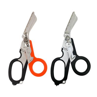 China Raptor Universal Cutter Shears Multi-Tool Stainless Steel Folding Shears with Belt Cutter Ring Cutter Ruler Glass Breaker for sale