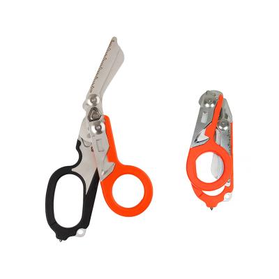 China Raptor Universal Cutter Shears Multi-Tool Stainless Steel Folding Shears with Belt Cutter Ring Cutter Ruler Glass Breaker for sale