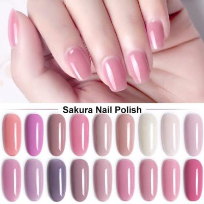 China New Sakura Color Nail Polish Gel Nail Art Beauty 2021 Gel Nail Polish Milky White Phototherapy Pink Gule UV Gel Soak Off for sale