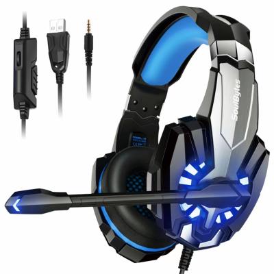 China Headband RGB Gaming Headset Earphone Computer Game Gamer Over Ear Headset For PC Laptop PS4 PS5 Xbox One Mac for sale