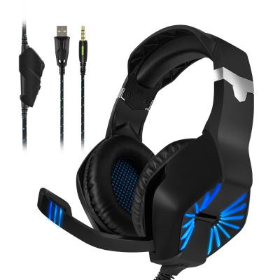 China Headband Gaming Stereo Headset With LED Light PC Computer USB Wired Gaming Earphone For PS4 PS5 Laptop X Box One for sale