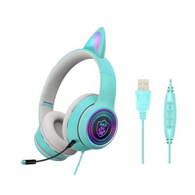 China Professional Offer LED Cat Ear Gaming Headset Gamer 7.1 Headband Cute Colorful Glowing Edge 7.1 - Sound With Microphone for sale