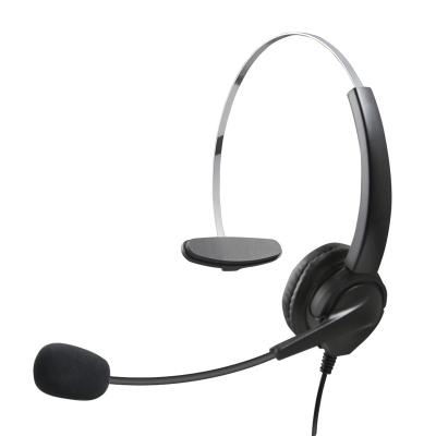 China Headband Computer Desktop Ear Microphone Call Center Headset Mono Cable Mono Cable Noise Canceling With Remote for sale