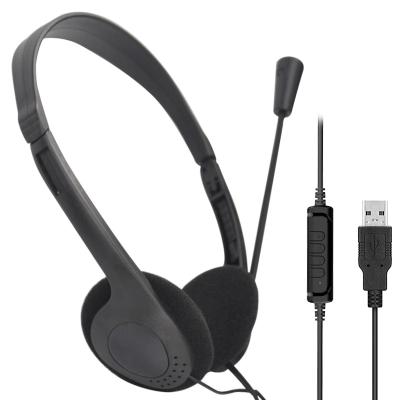 China Computer Call Center USB Headset Comfortable Wearing Cheap Promotional Cable Earphone With MIC for sale