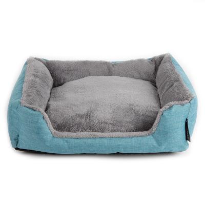 China 45cm Cotton Stocked Square Colored Washable Soft Washable Cat Bed Pet Beds Fluffy Plush Cat and Dog Beds Cushion for sale