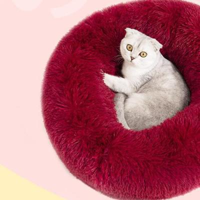 China Ultra Soft Washable Cushion Stocked Cat Bed Pet Beds Fluffy, 40cm Washable Fur Plush Around Sofa Luxury Dog Bed Eco-Friendly for sale