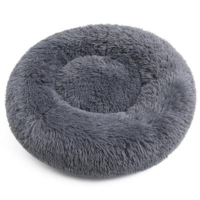 China Hot Selling 70cm Popular Donut 90cm Plush Round Stocked Dog Bed Dropshipping Soft Washable Cat Bed Removable Pet Cushion for sale