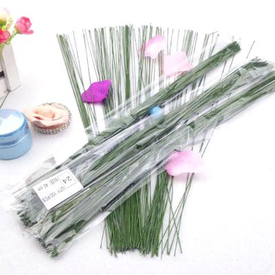 China For DIY Paper Flower 100pcs Material Per Bag Green Color Florist High Quality Paper Covered Wire Iron Flower Stems for sale