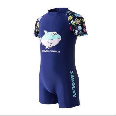 China Sabolay Antibacterial Hot One Piece Swimsuit Recycled Sleeve Rash Guard Kids Swimwear Swimwear Boys Shorts UV Protection for sale