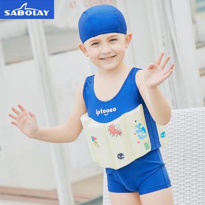 China Sabolay One Piece Float Swimsuits Boys Water Float Vest Swimsuit Summer Training Antibacterial Inflatable Kids Swimwear for sale