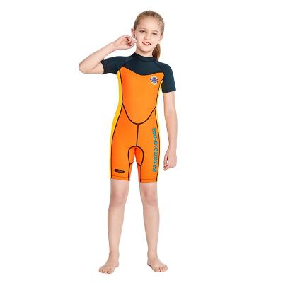 China Sabolay 2021 Antibacterial Printed Children's Wetsuit Spliced ​​One Piece Short Sleeve Shorts Neoprene Siamese Children's 2Mm Diving Suit for sale