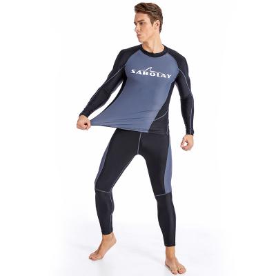 China Sabolay Antibacterial Men's Guard Long Sleeve Swimsuit Manufacturer Man Rash Shirt Surf Rash Swimwear for Surfing or Swimming for sale