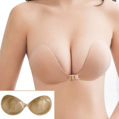 China QUICK DRY Wireless Seamless Front Hook Adhesive Bra With Straps Women Strapless Invisible Pump Hand Stealth Bra for sale