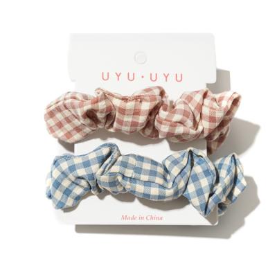 China Wholesale Price Fashion 2 Pcs Small Cool Hair Scrunchie Skinny Plaid Hair Ties for sale