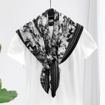 China wholesale fast shipping female korean style large square pleated scarf for sale