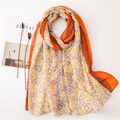 China Bright Color Casual Lady's Summer Travel Use Fashion Floral Printed Scarf for sale